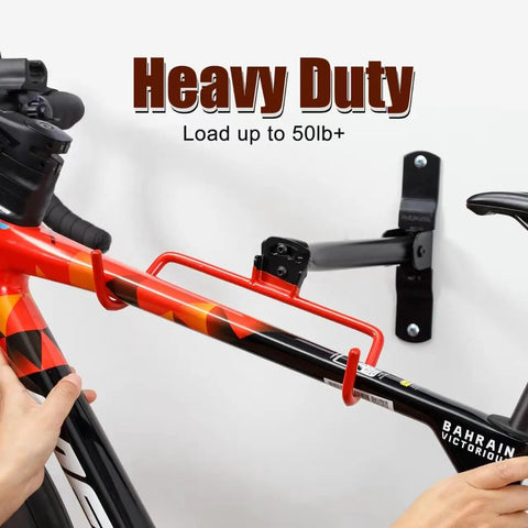 Wall Mounted Bike Rack Set Heavy Duty Bicycle Hanger for Horizontal Mount Space Saving Garage Organizer with rubber hooks