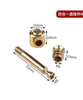 Rust Proof Cam Lock Fittings 10 Pack Four In One Furniture Connectors With Eccentric Cams Nuts Bolts, close-up of steel fittings and hardware.