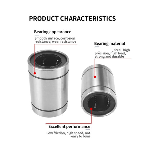 Linear Motion Bearing LME8UU To LME50UU Sliding Bearings, stainless steel linear bearing shown front and side