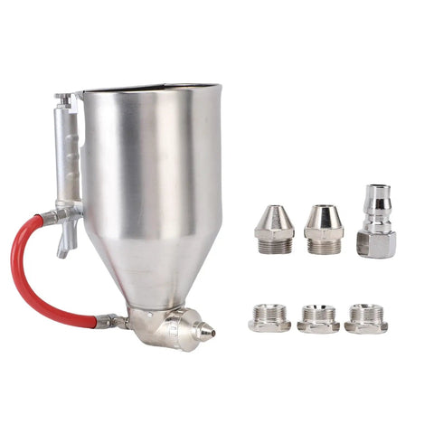 Heavy Duty Pneumatic Cement Mortar Sprayer With Stainless Steel Air Hopper For Exterior Wall Relief textured paint, 3.5L size and multiple nozzles.