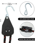 Close-up of Two Pack Kayak Rope Tie Downs showing 3/8 inch heavy-duty bow and stern straps with adjustable rope clips and zinc s-hook.