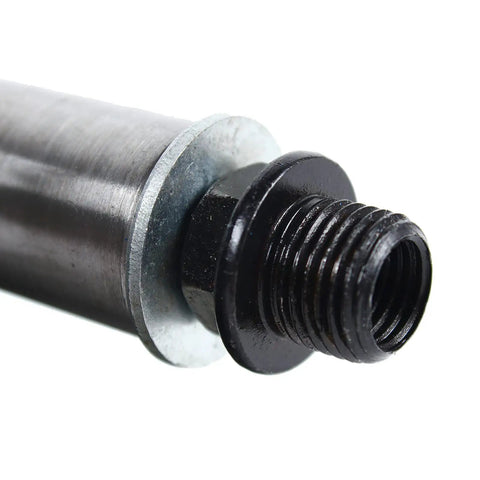 Heavy Duty Round Pipe Notcher Tool Grips Tight On Three Quarter To Three Inch Tubing With Zero To Fifty Degree Angles And Built Beefy Steel Frame close-up of black threaded end.