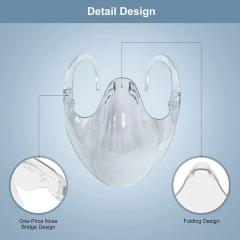 Transparent Face Shield For Men And Women, Lightweight Anti Fog Protective Shield, Reusable and Washable Clear Shield with design details
