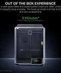 K1C 3D Printer Crazy Fast CoreXY System With 600 Millimeters Per Second Print Speed And 20000 Millimeters Per Second Squared Acceleration shown in packaging.