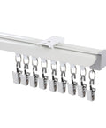 15ft Heavy Duty Ceiling Curtain Track Set With Clips And Sliding Rods For Living Room Bedroom RV Shower Indoor Outdoor Room Divider Aluminum Alloy Build, white track and clips