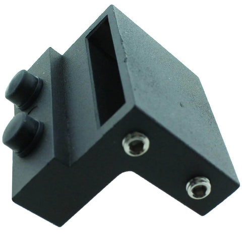 2-Piece Sliding Barn Door Track Limiters And Roller Stoppers, Black Carbon Steel, Noise-Damping Rubber Caps, Side View