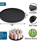 Real Deal Bamboo Lazy Susan Organizer For Kitchen Cabinet Super Slick Rotating Swivel Tray with 13 inch diameter, black finish.