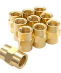 10-pack of brass NPT female coupler fittings for industrial use