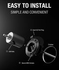 Installation steps for RV Shore Power Inlet Plug Kit with 16 inch extension cord and five in one T blade adapter