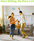 Family dancing on carpet secured with 12 Piece Rug Tape Non Slip Rug End Grippers Double Sided Carpet Corner Tape Gripper Pads Non Slip Carpet Stickers For Hardwood Floors And Tiles Triangle Design For Maximum Grip.