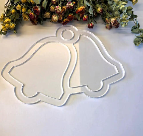 Sick Christmas Tray Router Template For Holiday Serving Boards Laser Cut Acrylic Inlay Guide featuring classic bell designs.