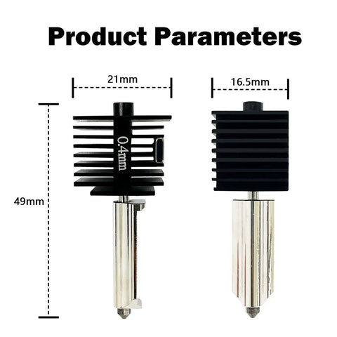 Two Pack A1 Mini Hotend Kit Upgrade For A1 3D Printer with 0.4mm nozzles and dimensions, high temperature, silicone sock covers included.
