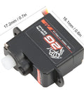 Slick Compact 2G Digital Servo With Rock Solid Torque And Sick Power Coreless Motor Knockout Upgrade For Remote Control Cars Airplanes Helicopter Rigs Precision Steering, showcasing dimensions and features.