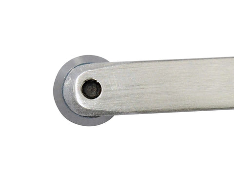 Close-up of the R16 Carbide Woodturning Tool Battle Ready Stainless Steel Lathe Finisher's carbide insert and mount.