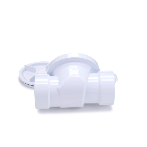4 Inch PVC Backwater Valve With Quick Action Flapper Elastomeric Seal And Threaded Access Cap With Neoprene Seal For Basement Flood Prevention And Street Sewer Backflow Protection