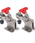 Pair of Fast Release Vertical Toggle Clamp For Woodworking, Quick Release Hold Down Clamp, Adjustable Opening, 150 Lb Capacity, Beefy 304 Stainless Steel Build, Ideal For Jigs, Fixtures And Workholding