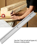 Aluminum Alloy T Slot Miter Track Jig with Smooth Sliding Action for Woodworkers on table with measuring tape