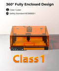 Laser engraver, Woxcker L2 MAX 10W enclosed in orange translucent housing, 300x300mm bed.