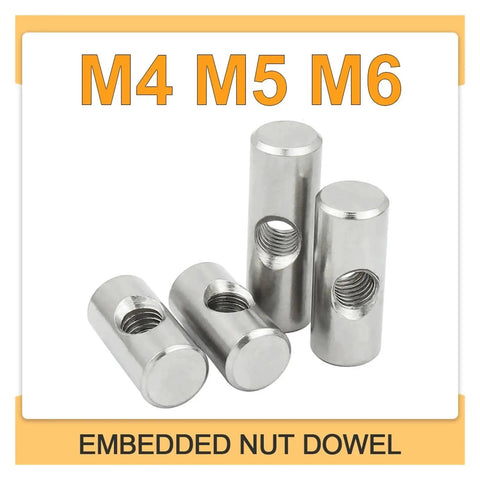 Heavy Duty 304 Stainless Steel Barrel Nut Set For Wood Furniture M4 M5 M6, slotted nuts, corrosion-resistant, easy to install