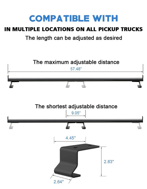Beefy Heavy Duty Roof Ladder Rack For Vans And Pickup Trucks Universal Aluminum Carrier With 500 Lb Capacity Adjustable 23 To 57 Inch Span Rust Resistant Anodized Finish Easy Install Cap, adjustable 57.48-inch rack on pickup truck
