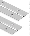 Heavy Duty 2 Piece Piano Hinges 16 Inch Continuous Stainless Steel Hinges With Mounting Screws, showing hinges and screws for assembly.