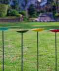 Flower Bird Bath With Metal Stake Set Of Four For Outdoor Gardens A Charming Yard Decor For Bird Lovers Each Bath Measures 7.1 Inches In Diameter And 1.3 Inches Deep With Easy To Install Stakes