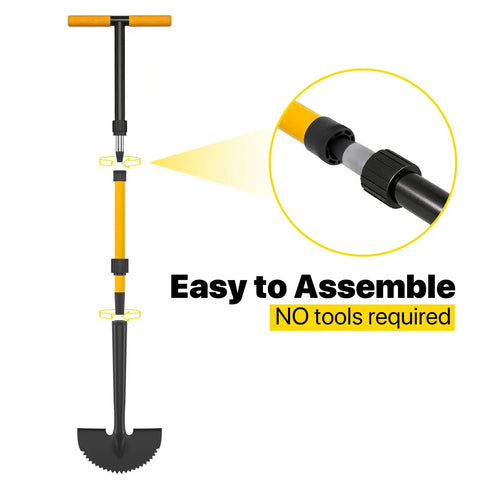 Edger Lawn Tool With 41 Inch T Handle For Sidewalk Edging And Yard Trimming, easy assembly feature shown in detail.