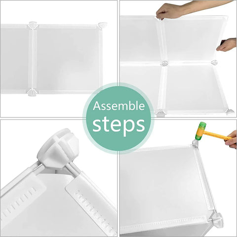 Assembly steps for 9 Cube White Storage Organizer Set, Modular Cube Shelves For Bedroom, Office, And Living Room