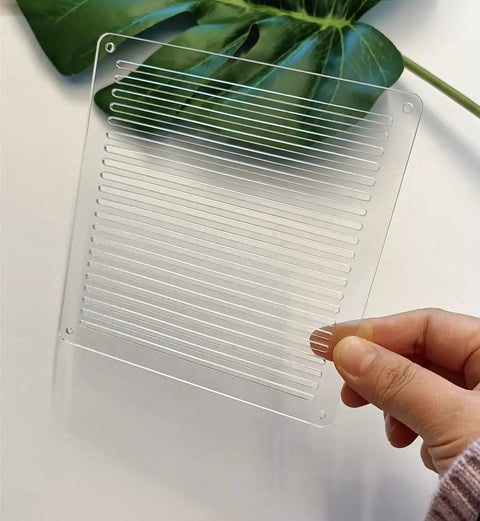 Straight Up Reliable Acrylic Sashiko Stencil For Quilting And Embroidery Crafts 2Mm Thick Reusable Sewing Template with precision grid lines in hand.