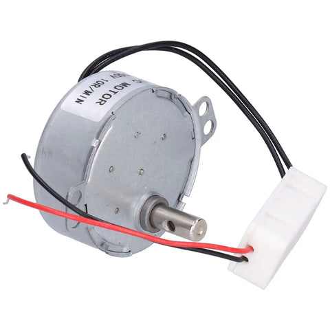 Tiny But Mighty Brushless DC Motor With Micro Reduction, 10 RPM At 5V, shown with wiring and metal casing for household use