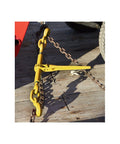 Heavy Duty Ratchet Load Binder for 3/8 to 1/2 Inch Grade 70 Transport Chain, 360 Degree Swivel Grab Hooks, 9,200 Lbs SWL, yellow finish