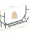 Diagram of Six Foot Outdoor Firewood Rack Heavy Duty Metal Wood Holder Built For Up To 880 Lbs One Quarter Cord Capacity