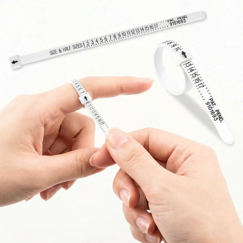 Ring Sizer Kit With 27 Stainless Steel Gauges US Size 0 To 13 Including Half Sizes Two Reusable Finger Belts One With Magnifier And Bonus Polishing Cloth For Men And Women Jewelry At Home on finger