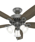 52 Inch Indoor Ceiling Fan With LED Lights And Pull Chain No Remote For Bedroom Or Living Room Five Blades Standard Mount Includes Bright LEDs Matte Silver Finish Easy Install