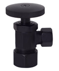 Black angle stop valve from Matte Black Corrugated Riser Supply Line Kit with one quarter turn for faucet and toilet installation.