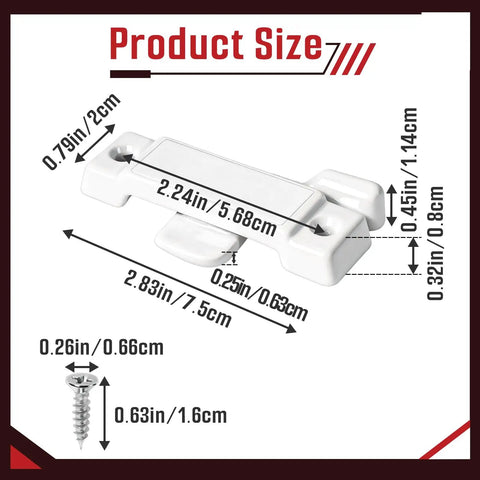 Dimensions of 10 Pack F 2590 Replacement Sash Locks With 20 Self Tapping Screws for Easy Window Latch Replacement, Durable Alloy Construction