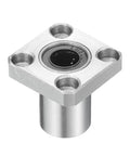 Pro Grade Lmk8Uu Linear Ball Bearings With 8Mm Bore And 15Mm Outer Diameter shown from above with square flange base and steel cage.
