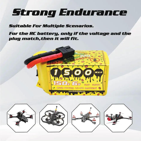 Speedy 1500mAh 6S 22.2V 150C LiPo Battery With XT60 Plug for FPV Racing RC Drones and Quadcopters Pack of 2