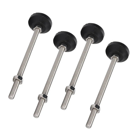 Stable 4 Pack 100mm Adjustable Leveling Feet with anti-slip pads for tables and chairs, ideal for floor protection and vibration dampening