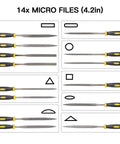 Pro Grade High Carbon Steel 18-Piece File Set With Round, Flat, Half-Round, Triangle And Needle Files for precision work