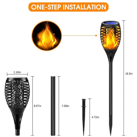 Solar Tiki Torch Lights With Flickering Flame Outdoor LED Lamp Waterproof For Yard Patio Garden And Porch Landscape Decor