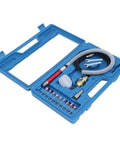 Straight Shot Precision Pneumatic Pencil Die Grinder Kit For Mechanics And Fabricators Featuring A Featherlight Grip and Knockout Torque for Clean Metal Trimming and Quick Routing In Cramped Engine Bays, displayed in blue case.