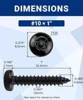 Dimensions of Trusted Shop Gear 100 Pack 10 X 1 Inch Black 304 Stainless Steel Security Torx Pan Head Screws.