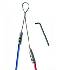 Heavy Duty Stainless Steel Wire Grip T-Type Puller For Electricians with blue and red cables and hex key tool.
