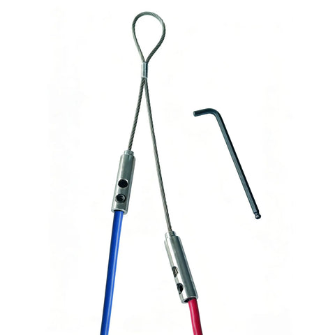 Heavy Duty Stainless Steel Wire Grip T-Type Puller For Electricians with blue and red cables and hex key tool.