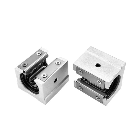 One Pc SBR16UU Linear Motion Ball Bearing Slide Block Bushing For 16mm Linear Shaft Guide Rail CNC and 3D Printer showing metal design.