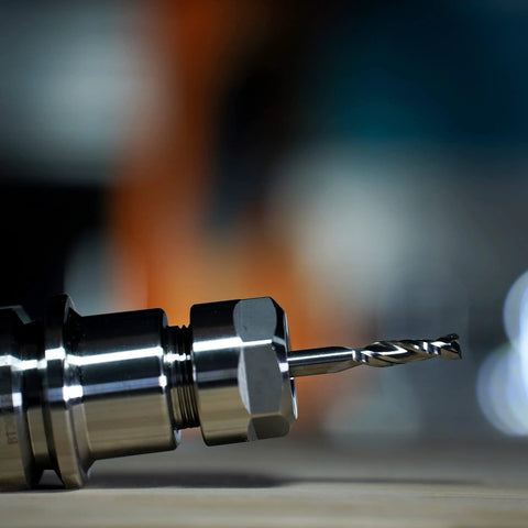 SpeTool spiral router bit, up-cut, 1/4 in cutting diameter, 1/4 in shank, solid carbide CNC end mill.