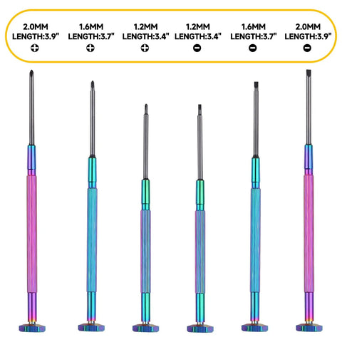 Top Tier Eyeglass Repair Kit Including 24 Pairs Of Replaceable Nose Pads, Magnetic Screwdrivers, Micro Screws And Curved Tweezers For Fast Specs Repairs, Sick Travel Essential - Set of colorful magnetic screwdrivers.
