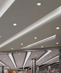 saditesdk 4 Pack Led Recessed Lighting Exhibition Hall Recess Lights on a modern ceiling, providing bright, adjustable illumination.