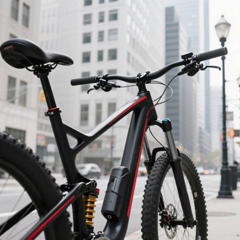 26 Inch Mountain Bike Suspension Fork 100mm Travel One And One Eighth Inch Steerer Quick Release Manual Lockout shown on bike